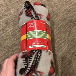 Gray and Red Fleece Blanket